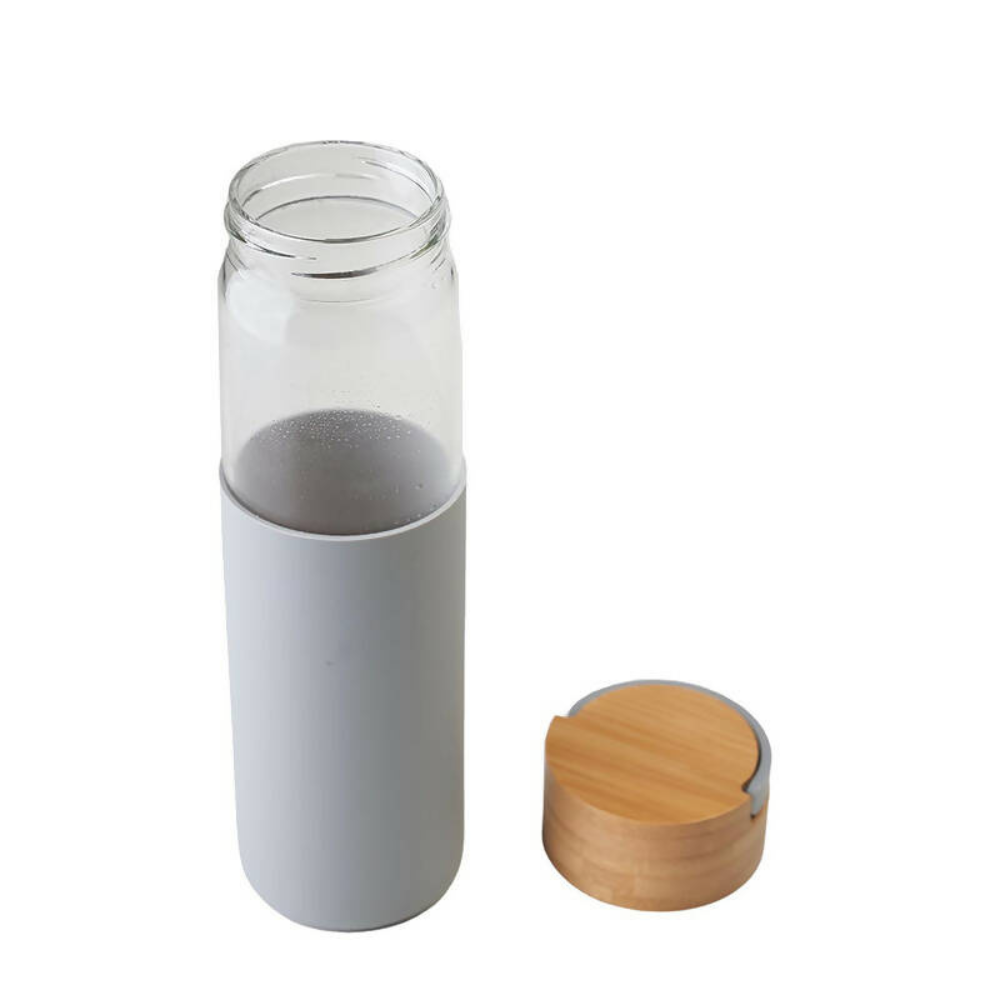 Botella De Vidrio Y Bamboo Reutilizable