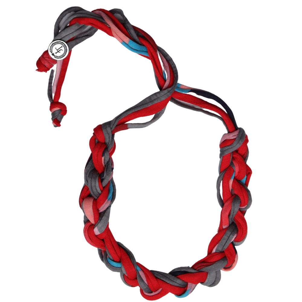 Collar Cintillo Trenza - Rojo Gris